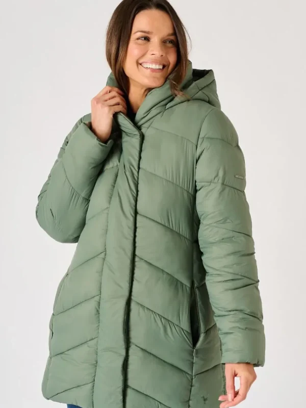 Quba & Co Sage Green Hooded Padded Coat - Plover Hot