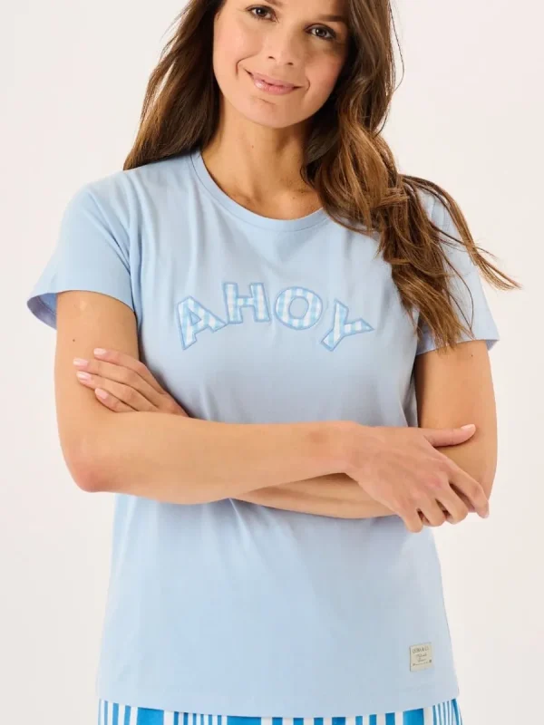Quba & Co Soft Blue Ahoy Gingham Applique T-Shirt - Amie Fashion