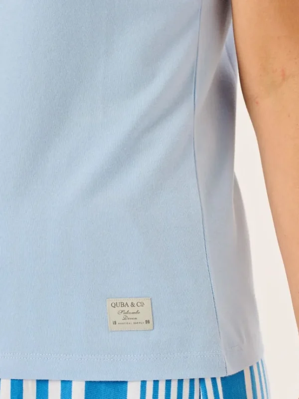 Quba & Co Soft Blue Ahoy Gingham Applique T-Shirt - Amie Fashion