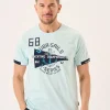 Quba & Co Spray Blue Nautical Design Graphic X-Series T-Shirt -Tamron Discount