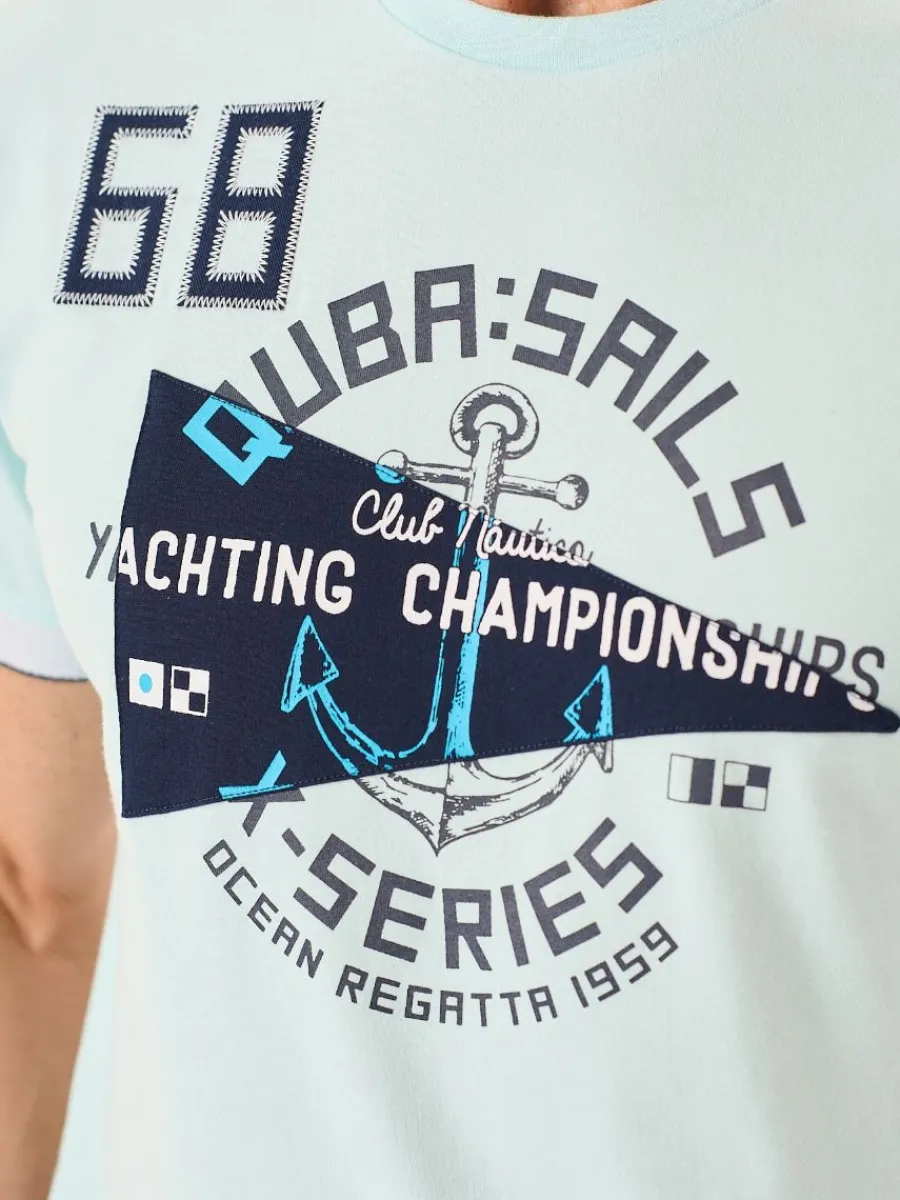 spray_blue_nautical_desig_1.webp Quba & Co Spray Blue Nautical Design Graphic X-Series T-Shirt -Tamron Discount