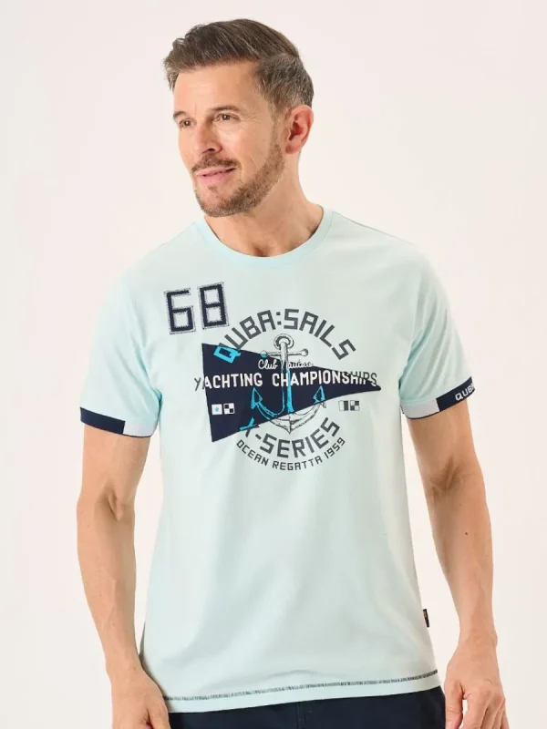 Quba & Co Spray Blue Nautical Design Graphic X-Series T-Shirt -Tamron Discount