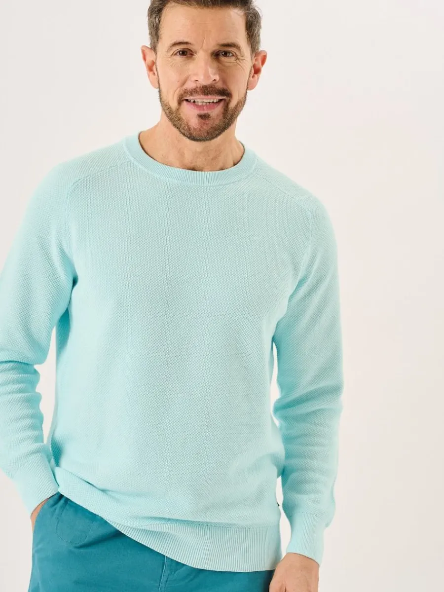 spray_blue_textured_knit__0.webp Quba & Co Spray Blue Textured Knit Crew Neck Jumper - Kentsham New