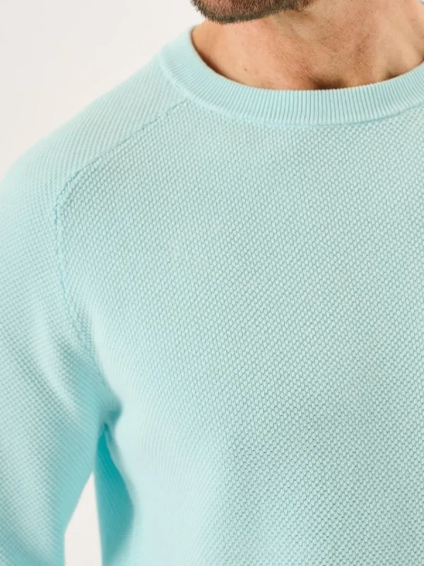 Quba & Co Spray Blue Textured Knit Crew Neck Jumper - Kentsham New