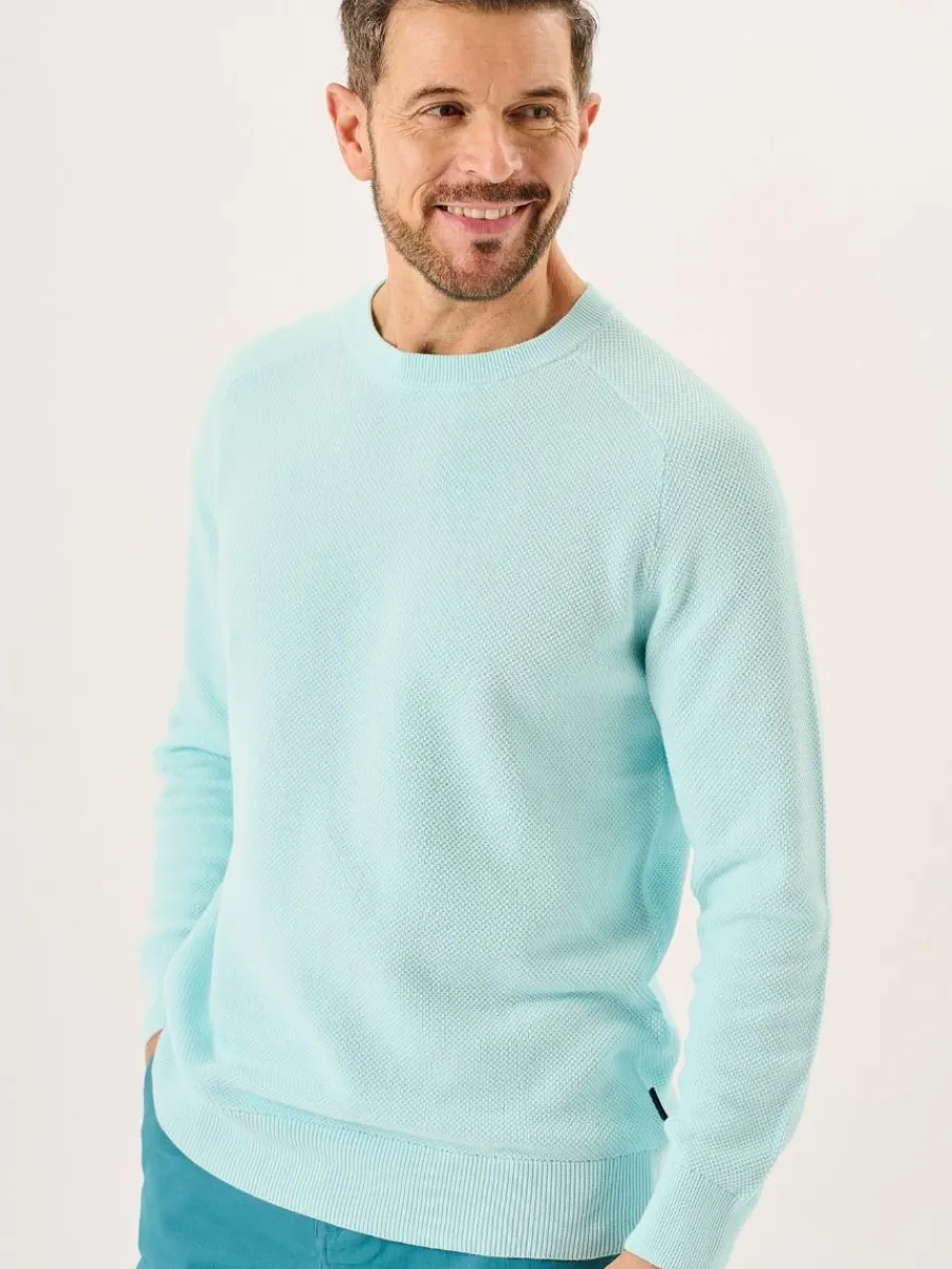 spray_blue_textured_knit__2.webp Quba & Co Spray Blue Textured Knit Crew Neck Jumper - Kentsham New