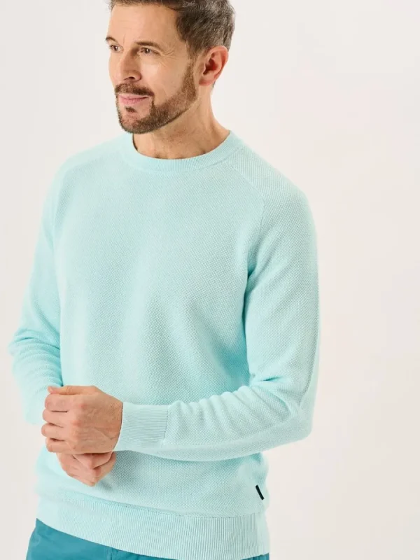 Quba & Co Spray Blue Textured Knit Crew Neck Jumper - Kentsham New