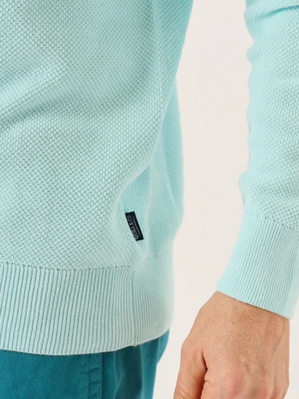 Quba & Co Spray Blue Textured Knit Crew Neck Jumper - Kentsham New