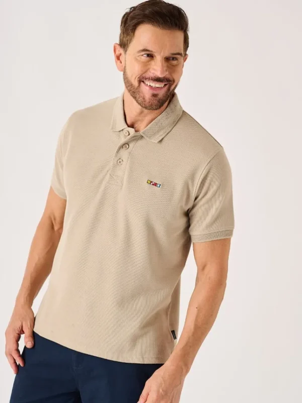 Quba & Co Stone Quba And Co Lifestyle Textured Polo Shirt - Harton Online