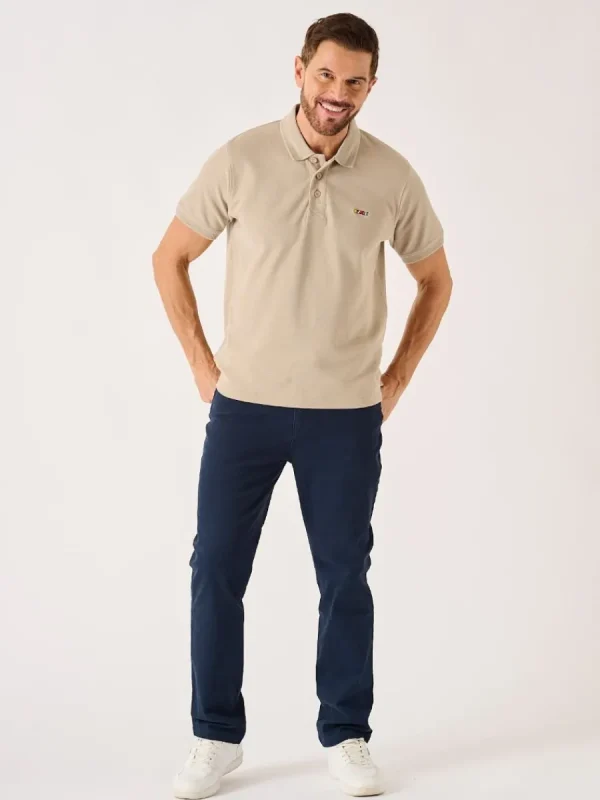 Quba & Co Stone Quba And Co Lifestyle Textured Polo Shirt - Harton Online