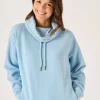 Quba & Co Sutton Wrap Cowl Neck Sweatshirt in Soft Blue Outlet