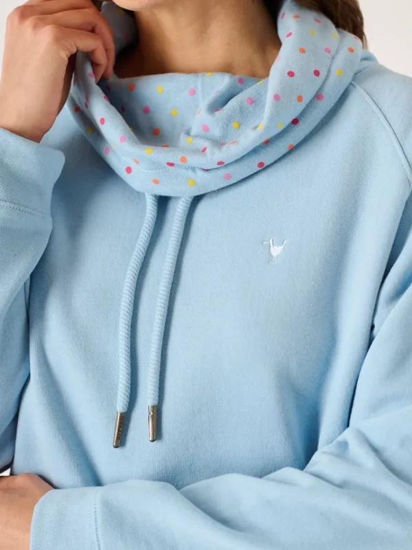 Quba & Co Sutton Wrap Cowl Neck Sweatshirt in Soft Blue Outlet