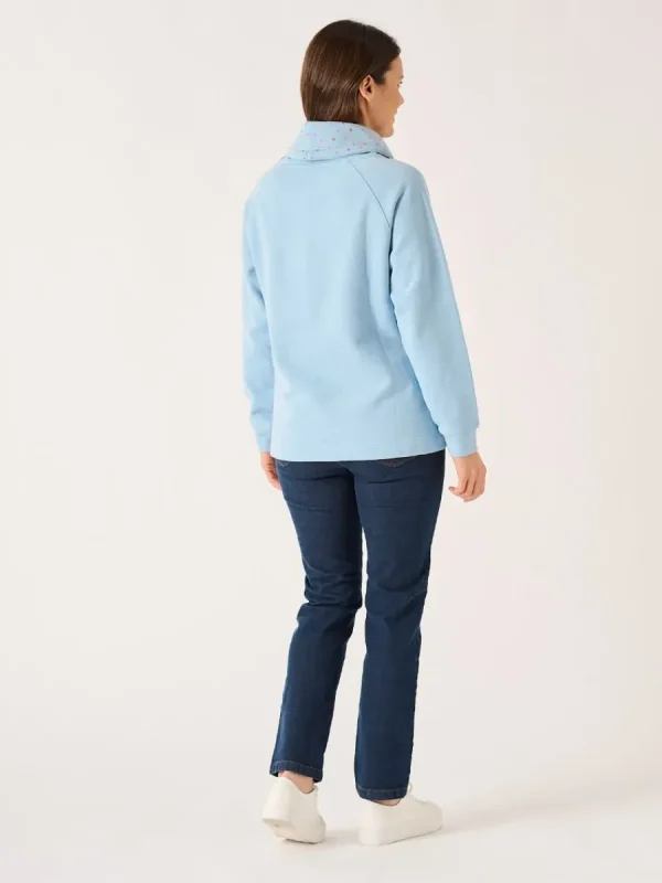 Quba & Co Sutton Wrap Cowl Neck Sweatshirt in Soft Blue Outlet