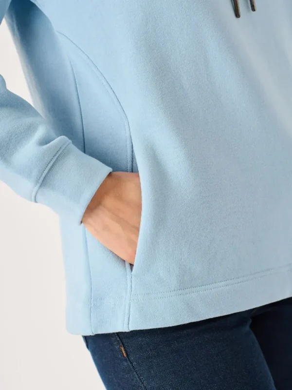 Quba & Co Sutton Wrap Cowl Neck Sweatshirt in Soft Blue Outlet