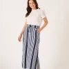 Quba & Co Tarbet Maxi Navy and White Jersey Striped Skirt Fashion