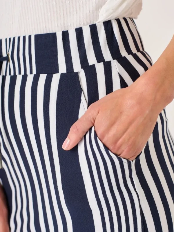 Quba & Co Tarbet Maxi Navy and White Jersey Striped Skirt Fashion