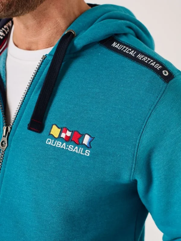 Quba & Co Teal Marl X-Series Zip Through Hoodie - Hulme New