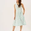 Quba & Co White And Mint Floral Print Sleeveless Midi Dress - Tabitha Online