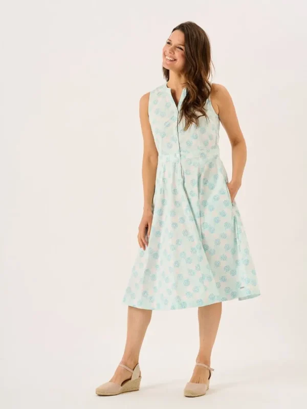Quba & Co White And Mint Floral Print Sleeveless Midi Dress - Tabitha Online