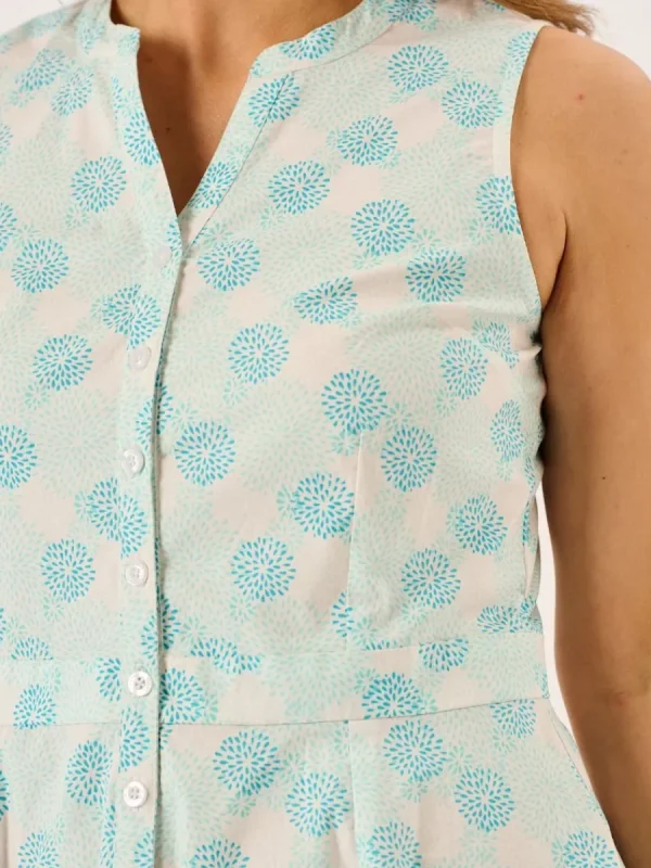 Quba & Co White And Mint Floral Print Sleeveless Midi Dress - Tabitha Online