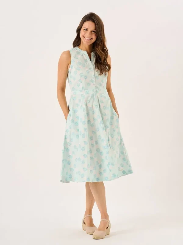 Quba & Co White And Mint Floral Print Sleeveless Midi Dress - Tabitha Online