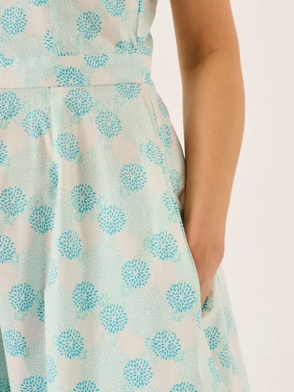 Quba & Co White And Mint Floral Print Sleeveless Midi Dress - Tabitha Online