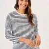 Quba & Co White And Navy 3/4 Sleeve Striped Seahorse Design T-Shirt - Seagal Sale