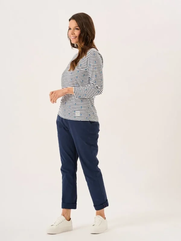 Quba & Co White And Navy 3/4 Sleeve Striped Seahorse Design T-Shirt - Seagal Sale