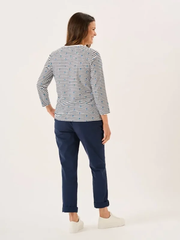 Quba & Co White And Navy 3/4 Sleeve Striped Seahorse Design T-Shirt - Seagal Sale