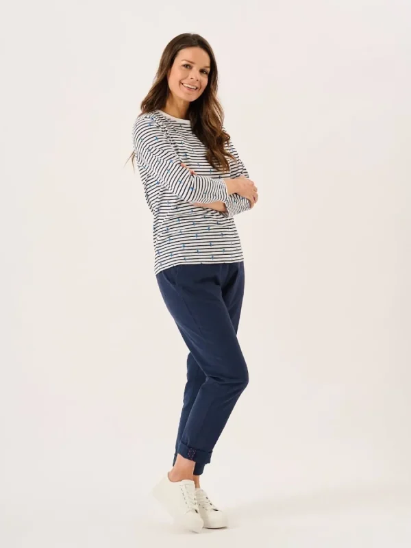 Quba & Co White And Navy 3/4 Sleeve Striped Seahorse Design T-Shirt - Seagal Sale