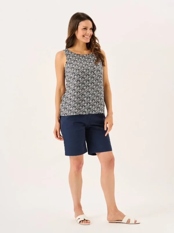 Quba & Co White And Navy Nautical Print Sleeveless Vest Top - Elsie Outlet