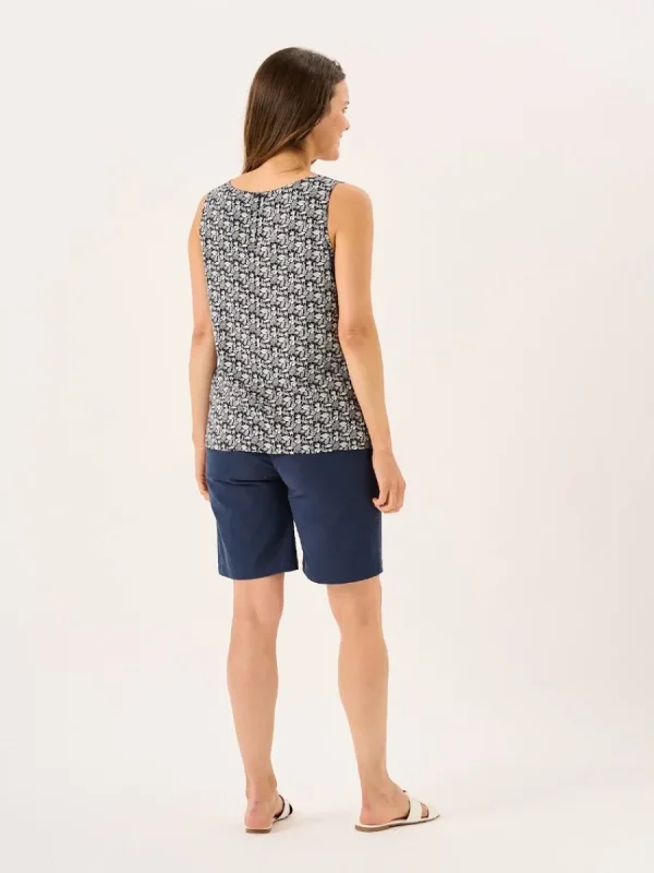 Quba & Co White And Navy Nautical Print Sleeveless Vest Top - Elsie Outlet
