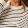 Quba & Co White And Navy Textured Knit Striped Jumper - Augusta New