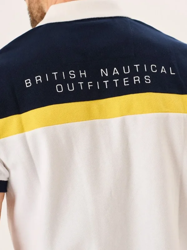 Quba & Co White And Navy X-Series Colour Block Polo Shirt - Piston Hot