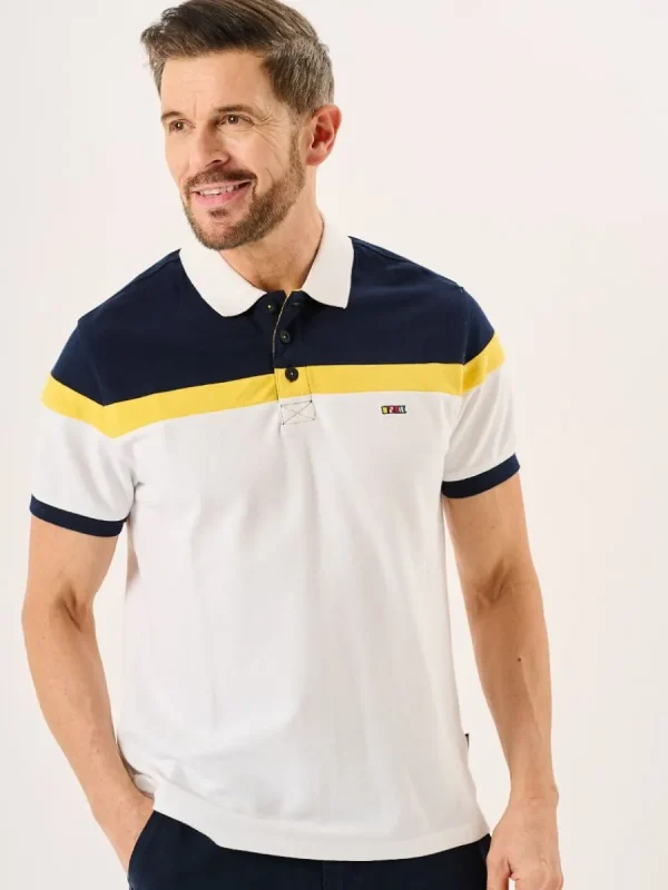 Quba & Co White And Navy X-Series Colour Block Polo Shirt - Piston Hot