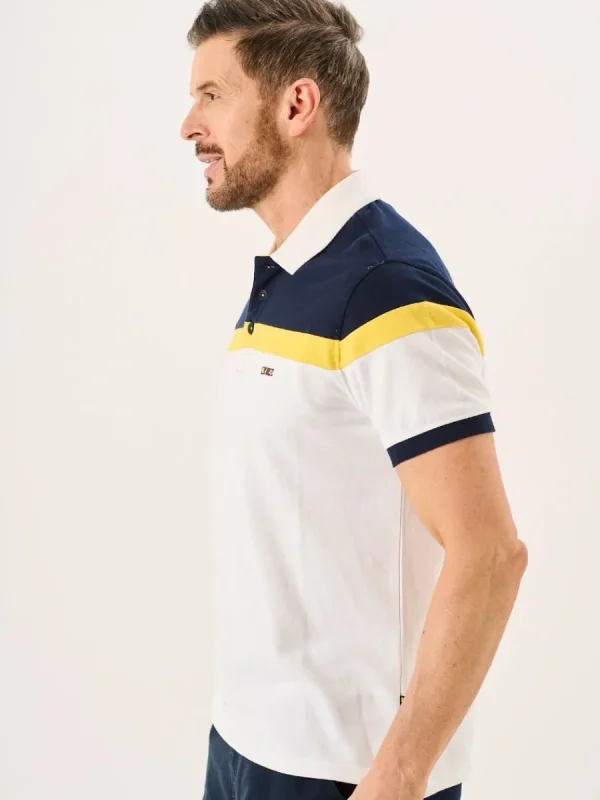 Quba & Co White And Navy X-Series Colour Block Polo Shirt - Piston Hot