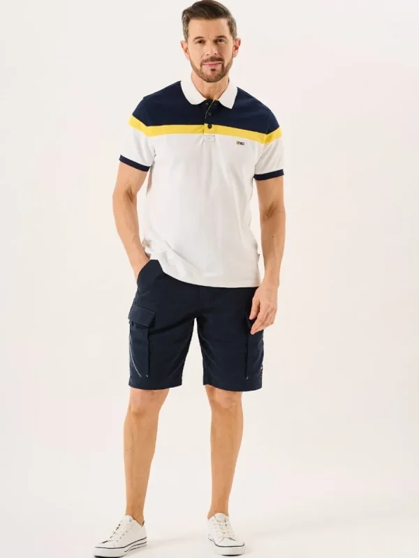 Quba & Co White And Navy X-Series Colour Block Polo Shirt - Piston Hot