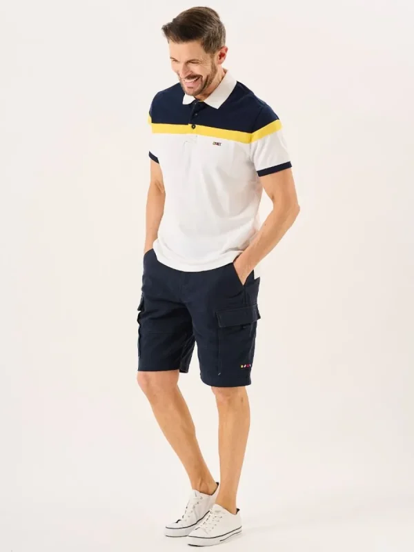 Quba & Co White And Navy X-Series Colour Block Polo Shirt - Piston Hot