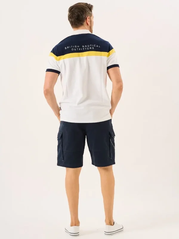 Quba & Co White And Navy X-Series Colour Block Polo Shirt - Piston Hot