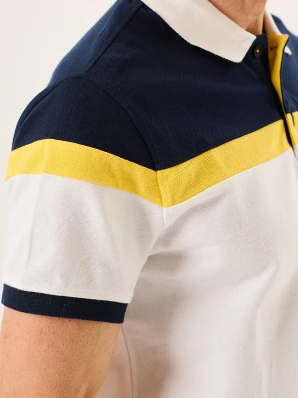 Quba & Co White And Navy X-Series Colour Block Polo Shirt - Piston Hot