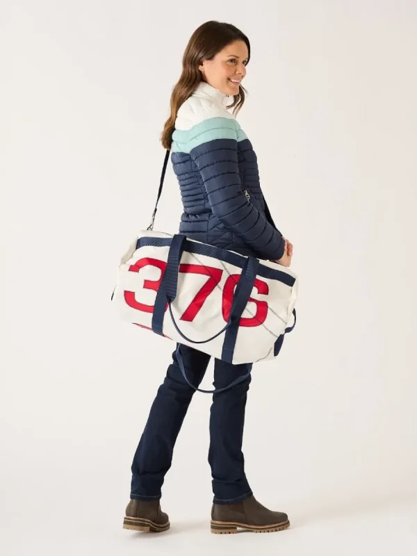 Quba & Co White And Red Small Barrel Bag - Reef Clearance