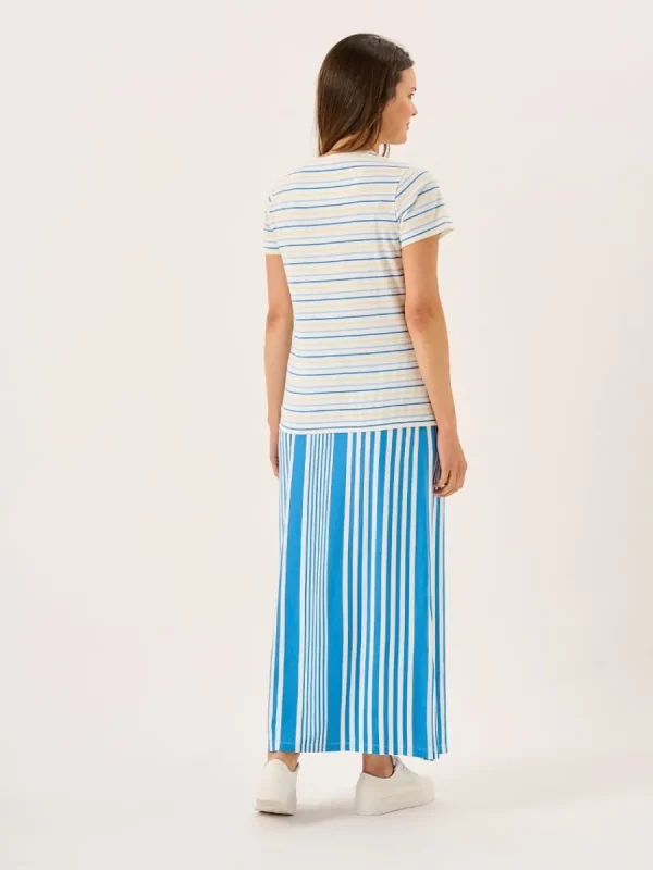 Quba & Co White Blue And Yellow Striped Yarn Dyed T-Shirt - Sandore Discount