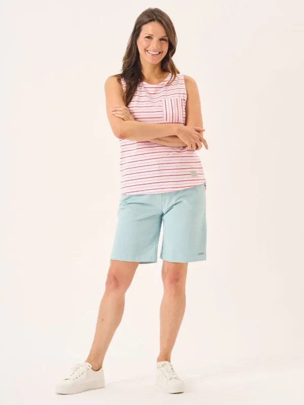 Quba & Co White Coral And Pink Boat Neck Sleeveless Top - Baye Fashion