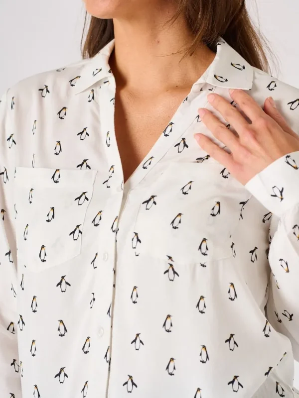 Quba & Co White Long Sleeved Penguin Print Shirt - Dullin Discount