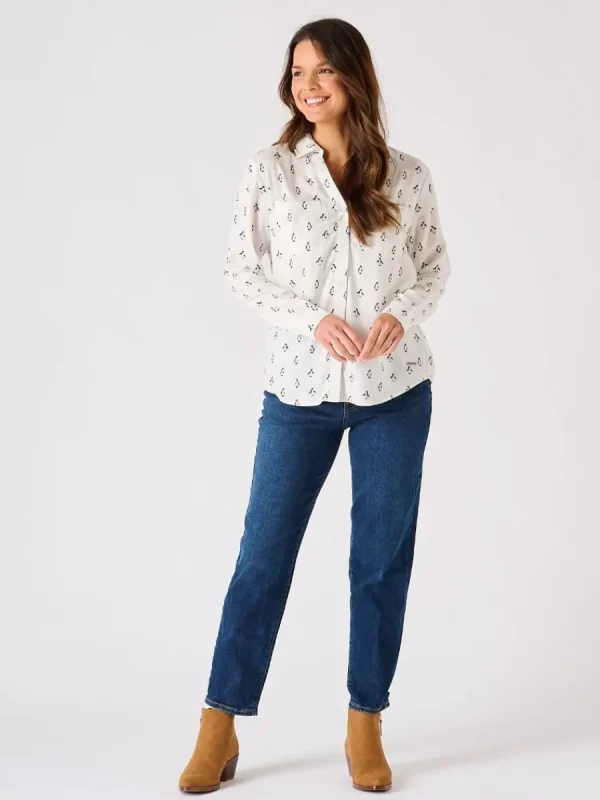 Quba & Co White Long Sleeved Penguin Print Shirt - Dullin Discount