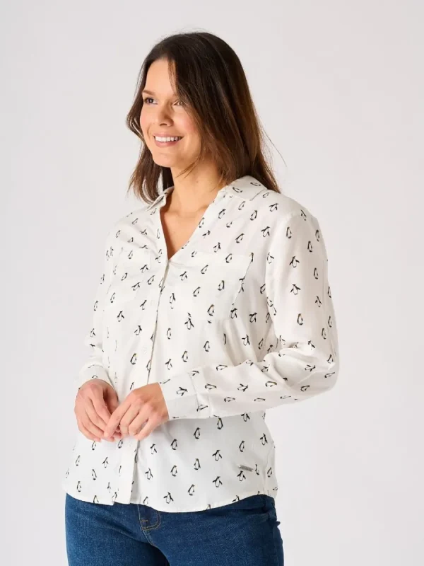 Quba & Co White Long Sleeved Penguin Print Shirt - Dullin Discount