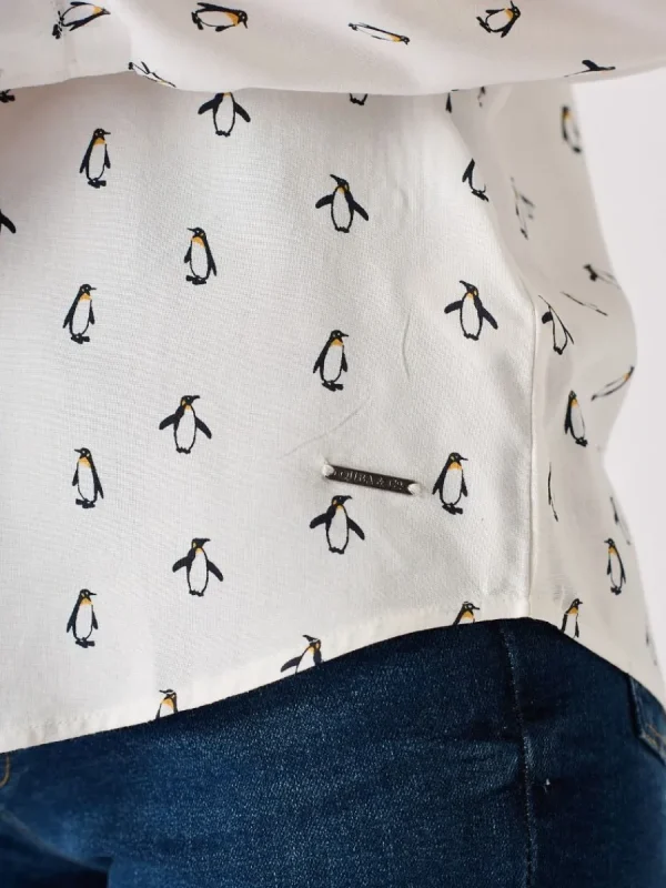 Quba & Co White Long Sleeved Penguin Print Shirt - Dullin Discount