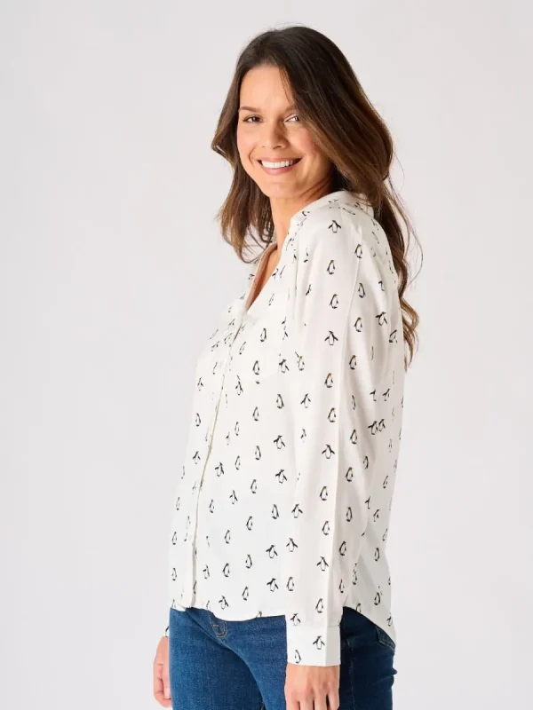 Quba & Co White Long Sleeved Penguin Print Shirt - Dullin Discount