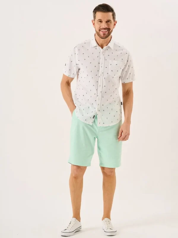 Quba & Co White Nautical Print Seersucker Short Sleeve Shirt - Ashton Outlet