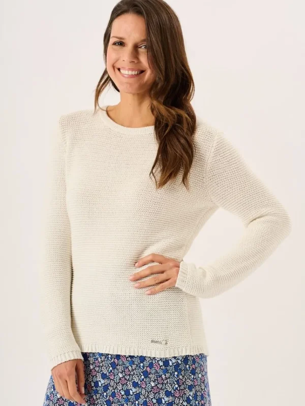 Quba & Co White Pearl Stitch Cotton Knitted Jumper - Skylar Sale