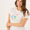Quba & Co White Quba And Co Coral Design Short Sleeved T-Shirt - Collina Clearance